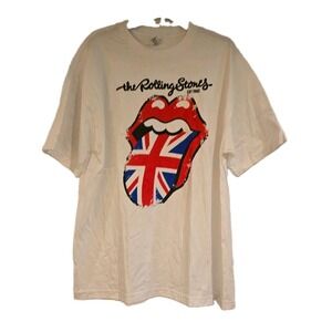 The Rolling Stones UK Tongue Logo T Shirt White XL Spectra 100% Cotton Band Tee